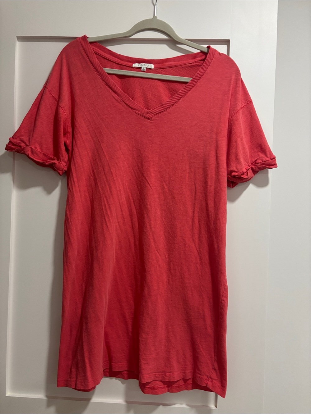 Z Supply Coral V-Neck Short Sleeve Tee Dress